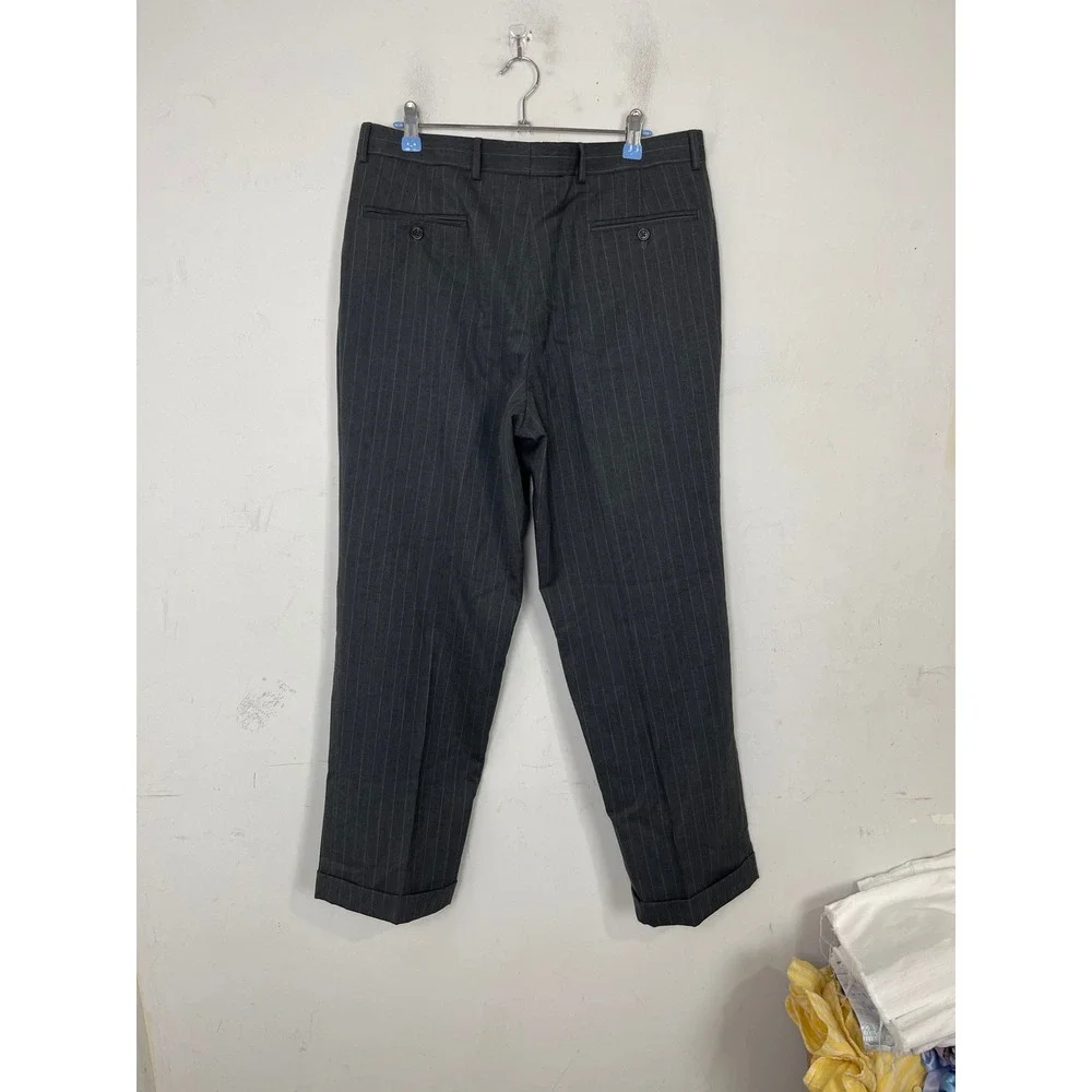 Chaps Mens 100% Wool Pinstripe 2 Piece Suit‎ Charcoal Grey 40S 33W x 30L